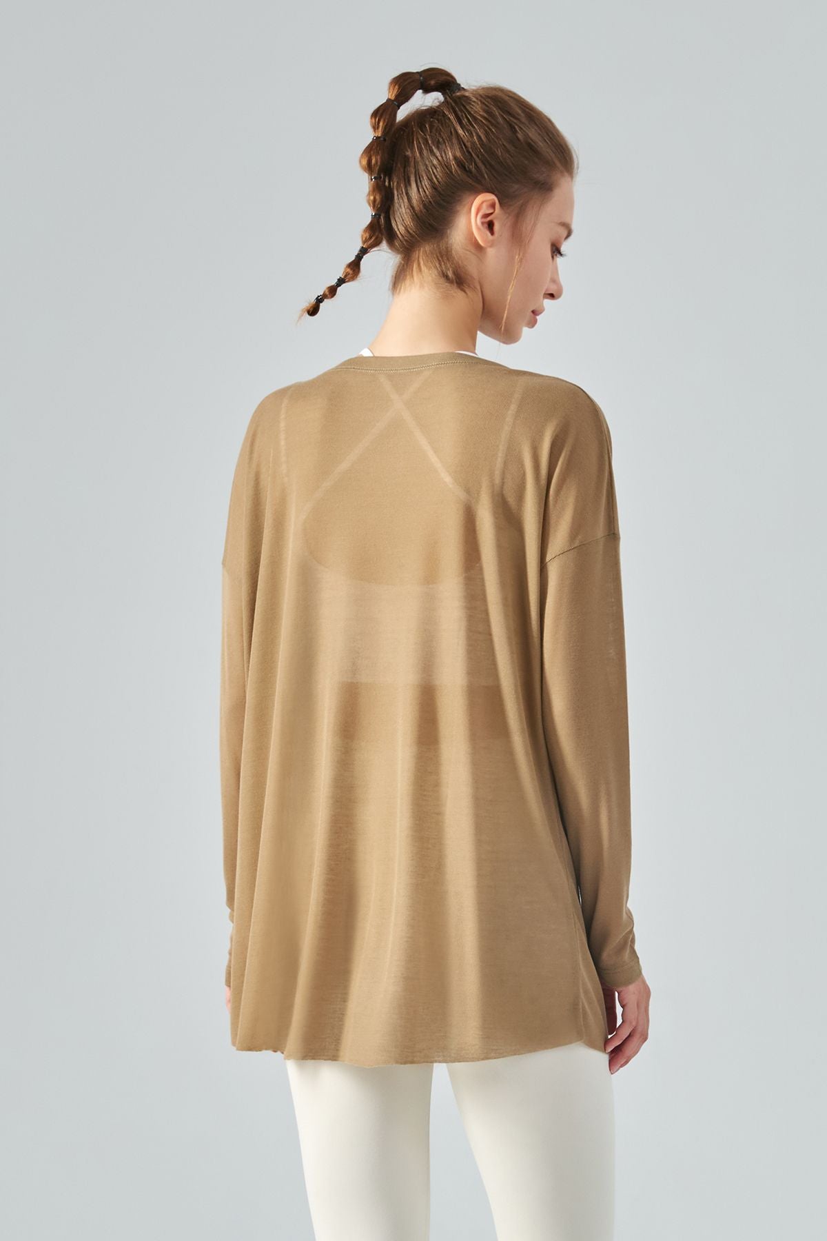 Sheer Mesh Long Sleeve Asymmetrical Hem Tops by bornfocus