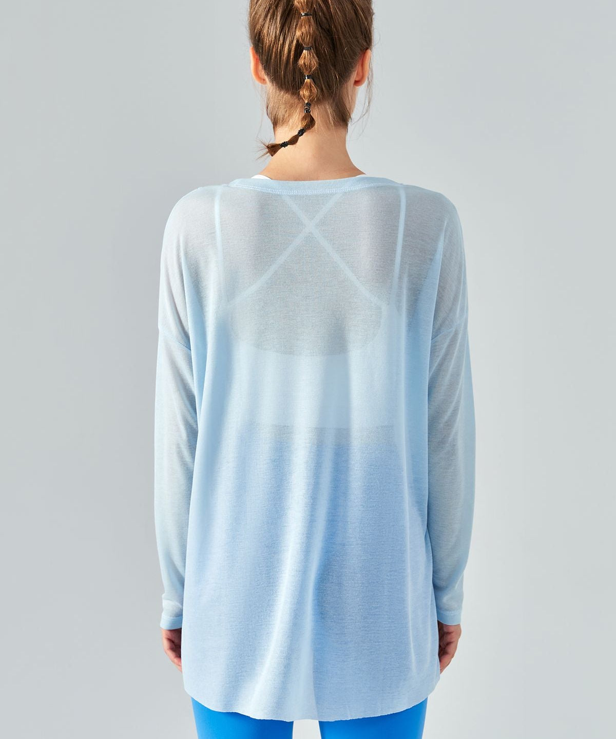 Sheer Mesh Long Sleeve Asymmetrical Hem Tops by bornfocus