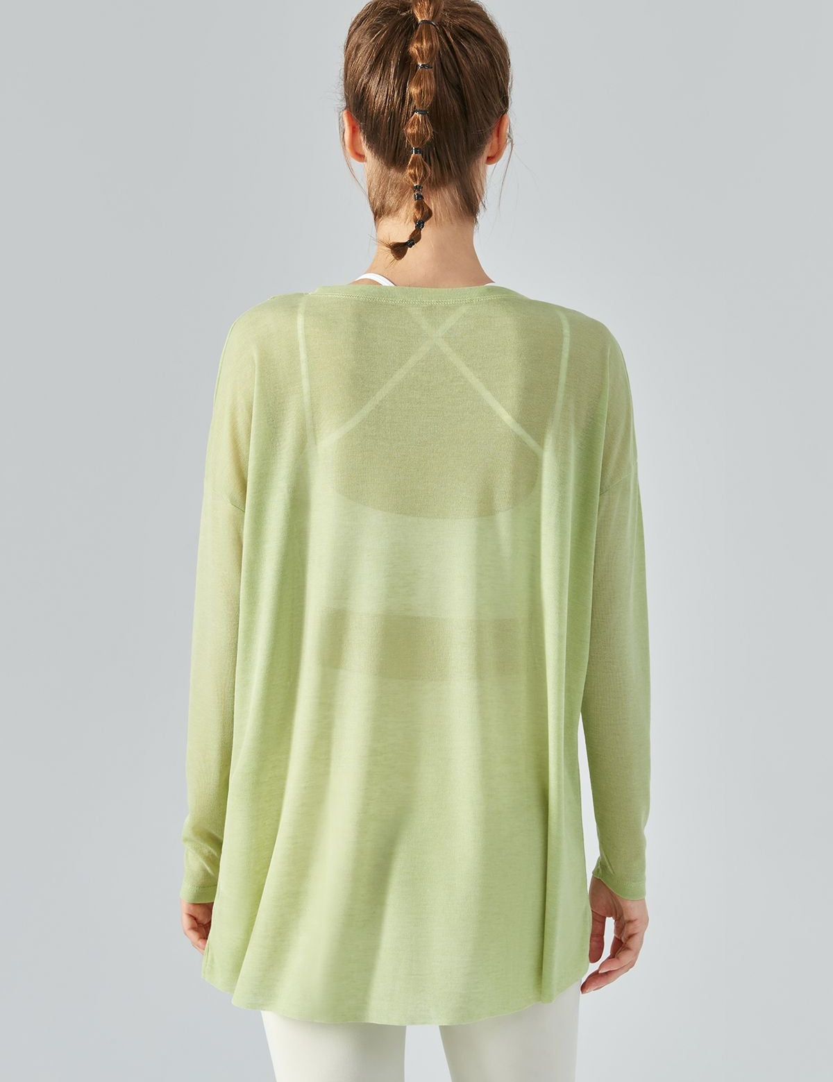 Sheer Mesh Long Sleeve Asymmetrical Hem Tops by bornfocus