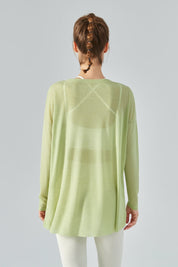 Sheer Mesh Long Sleeve Asymmetrical Hem Tops by bornfocus