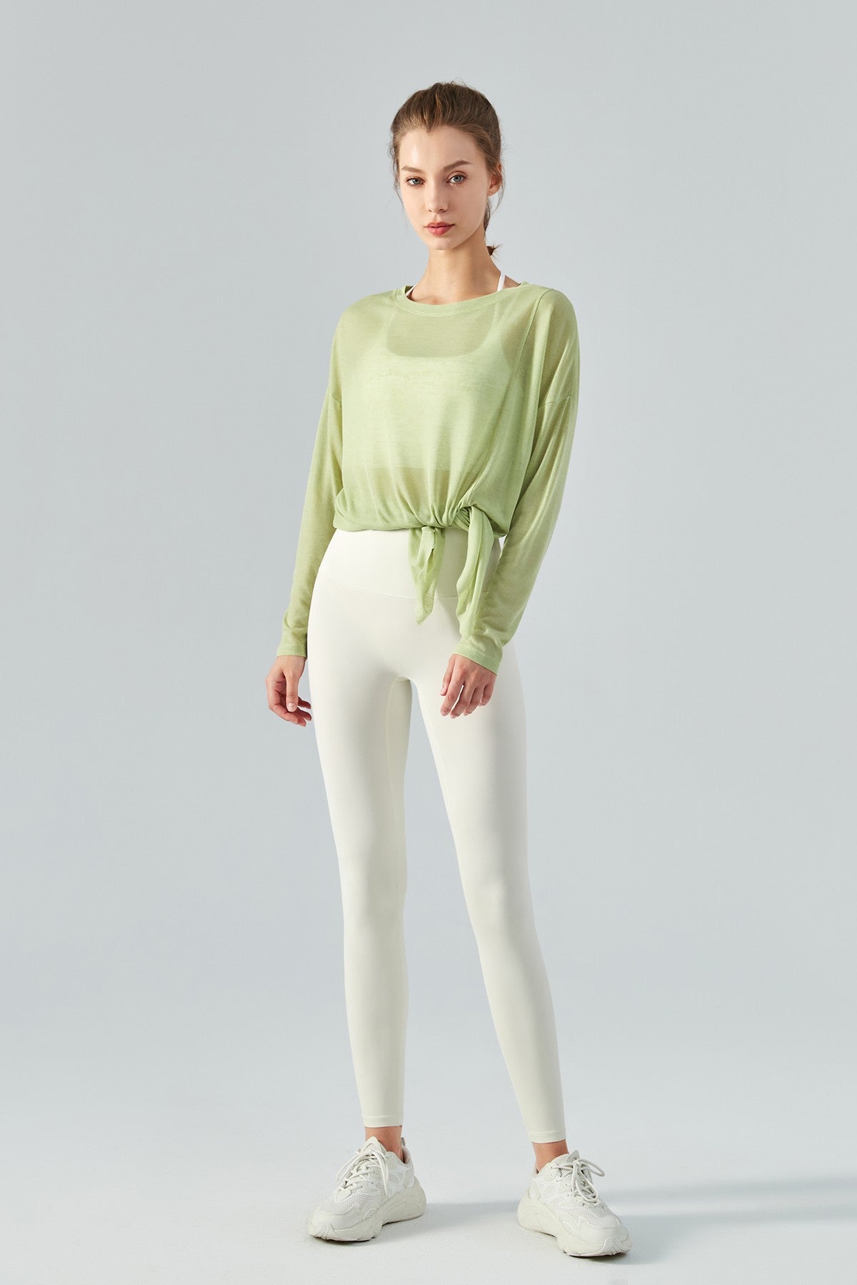 Sheer Mesh Long Sleeve Asymmetrical Hem Tops by bornfocus