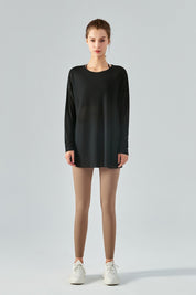 Sheer Mesh Long Sleeve Asymmetrical Hem Tops by bornfocus