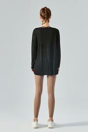 Sheer Mesh Long Sleeve Asymmetrical Hem Tops by bornfocus