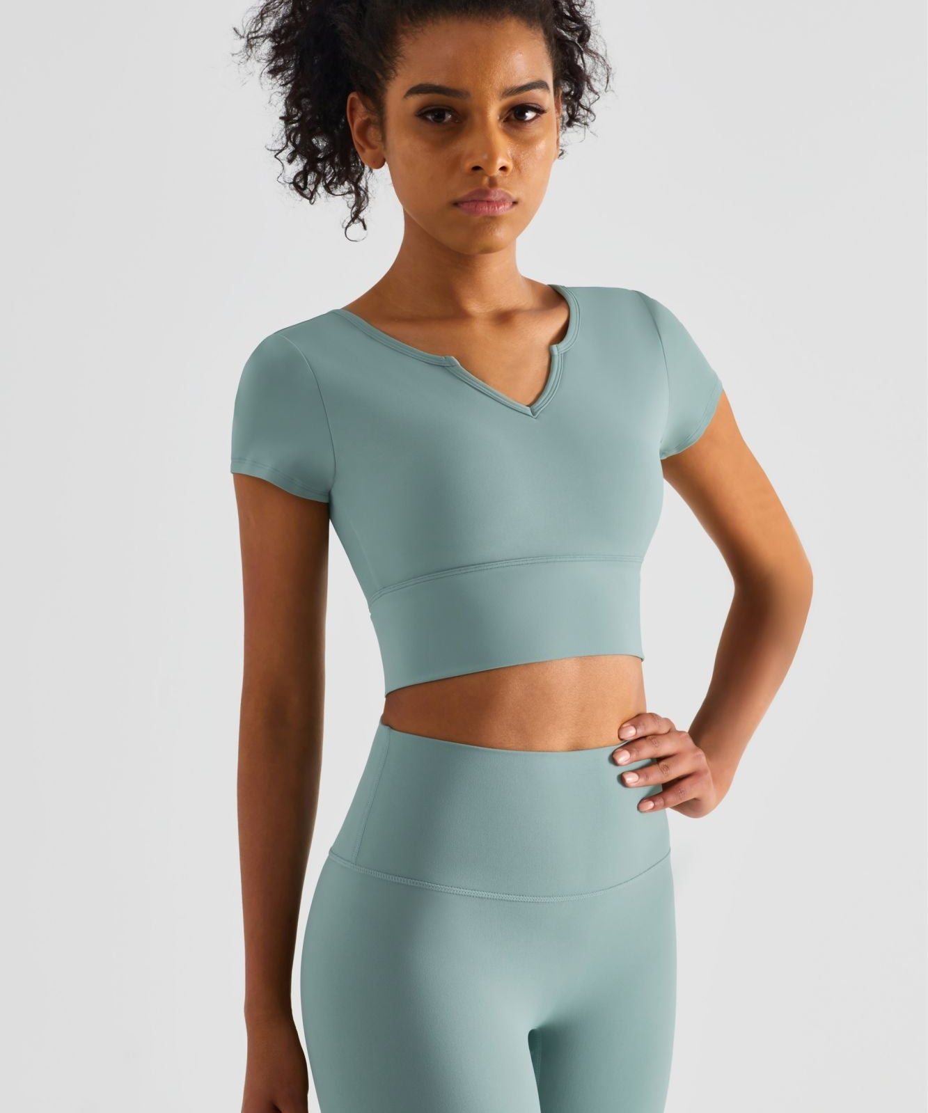 Short Sleeve Crop Top & Leggings Activewear Set by bornfocus