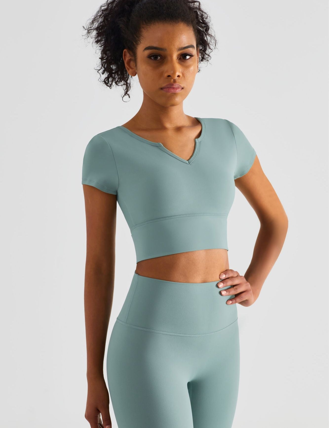 Short Sleeve Crop Top & Leggings Activewear Set by bornfocus