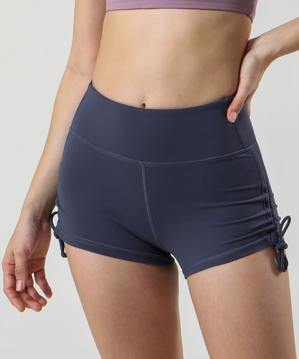 Side Drawstring Ruched Mini Shorts by bornfocus