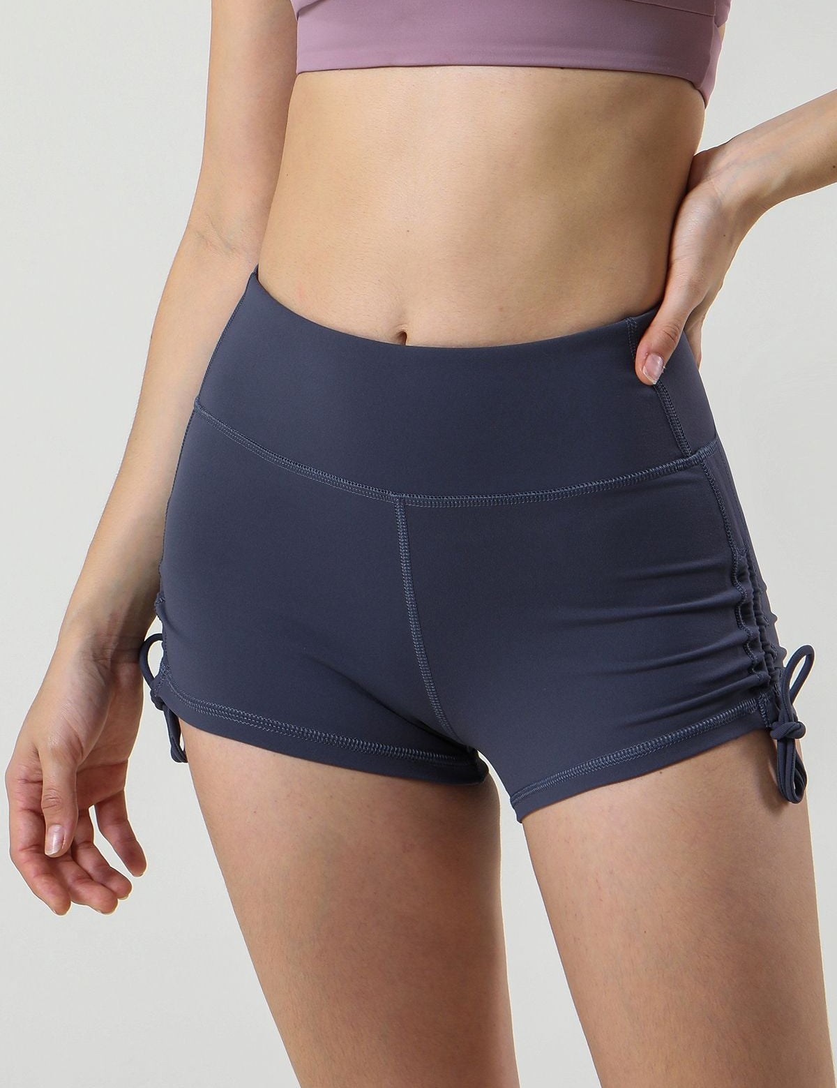 Side Drawstring Ruched Mini Shorts by bornfocus