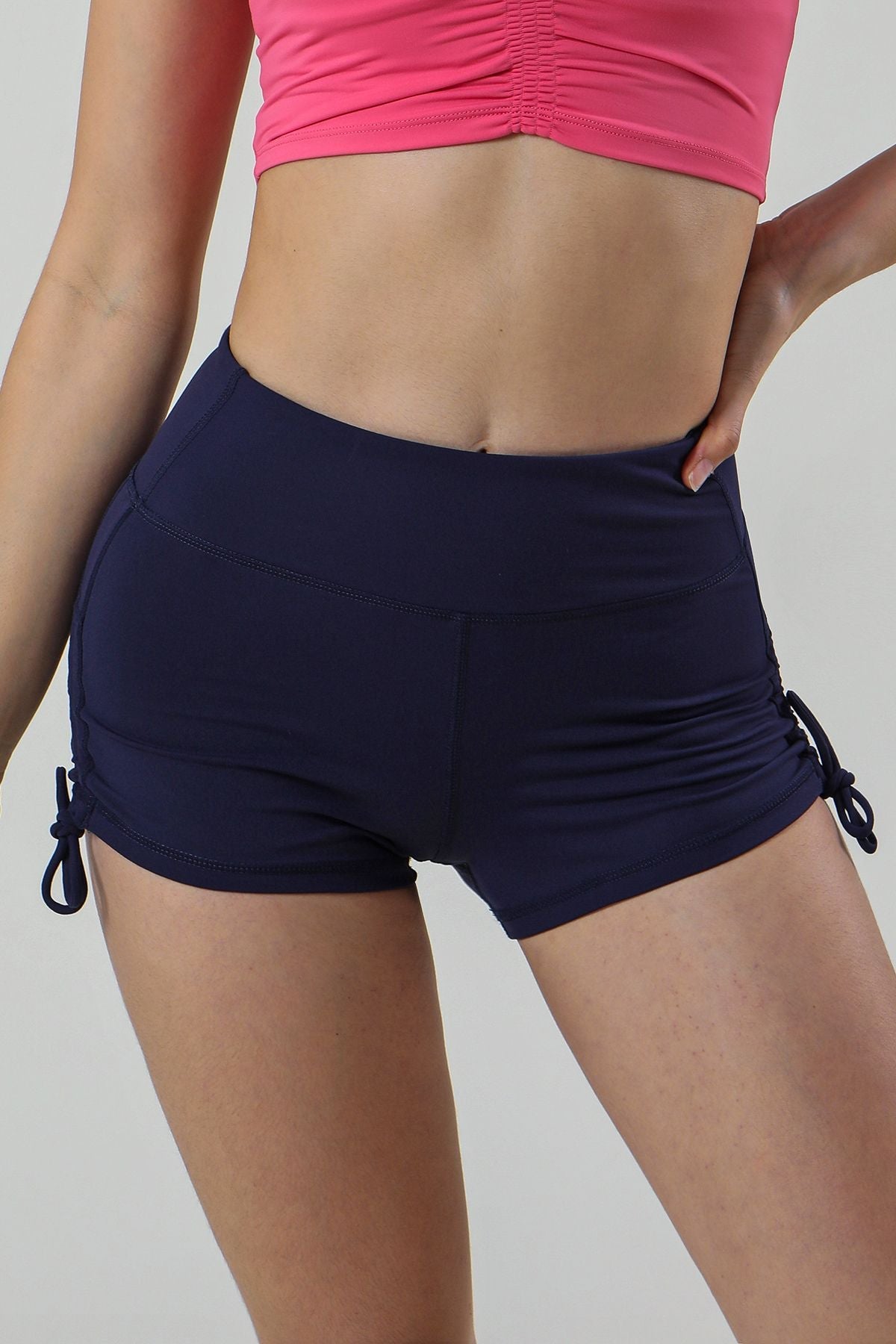 Side Drawstring Ruched Mini Shorts by bornfocus