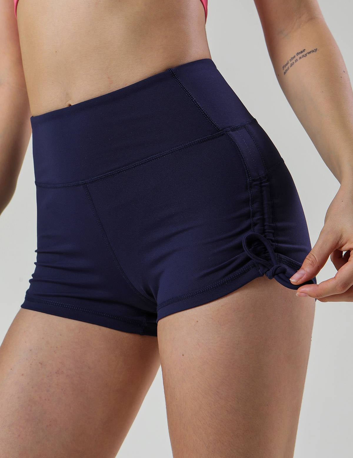 Side Drawstring Ruched Mini Shorts by bornfocus