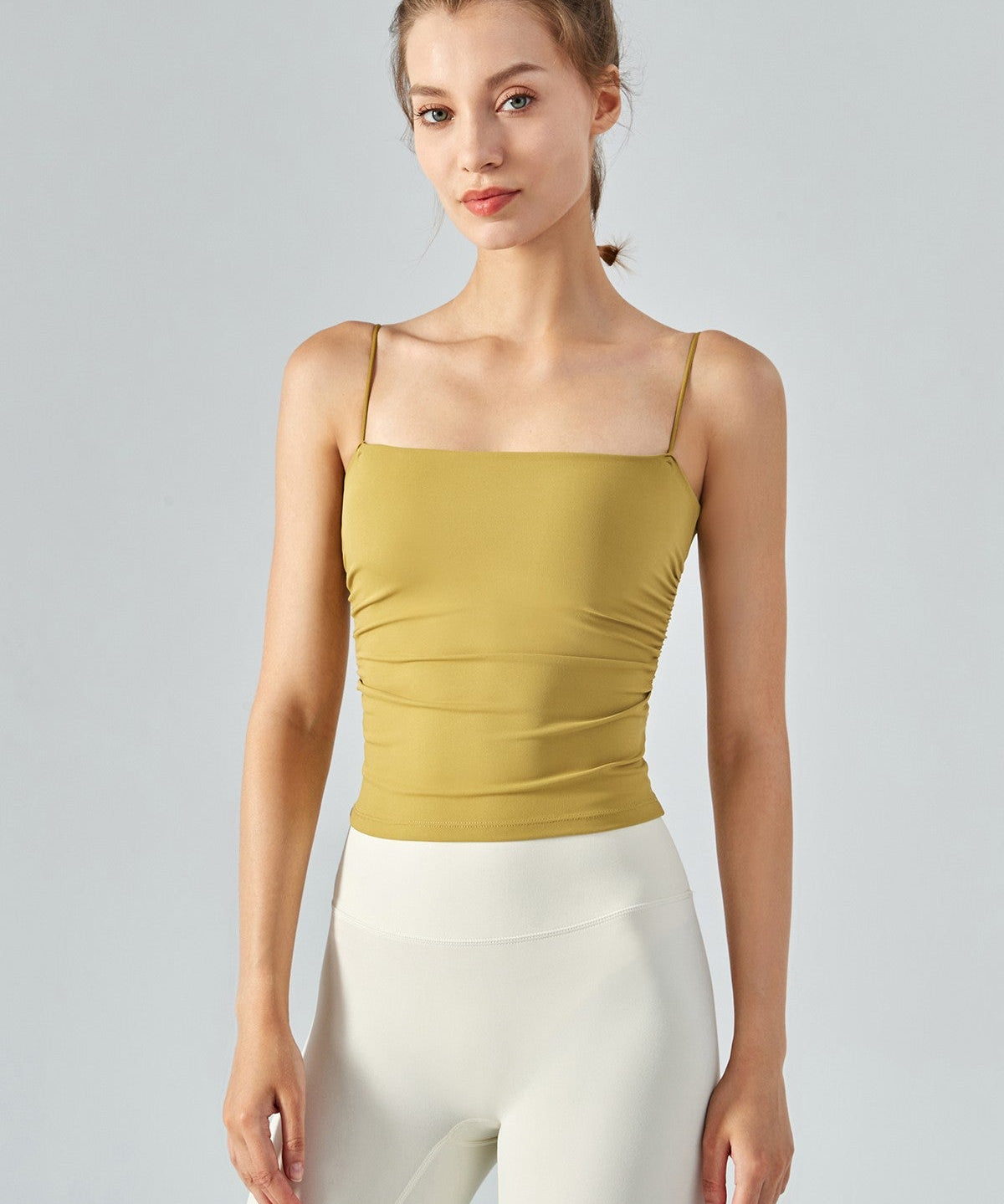 Side Ruched Camisole with Built In Bra by bornfocus