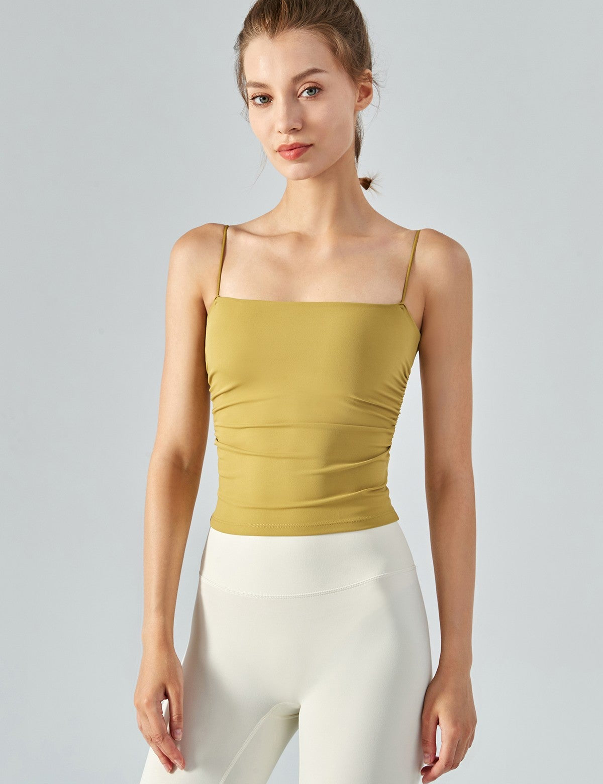 Side Ruched Camisole with Built In Bra by bornfocus