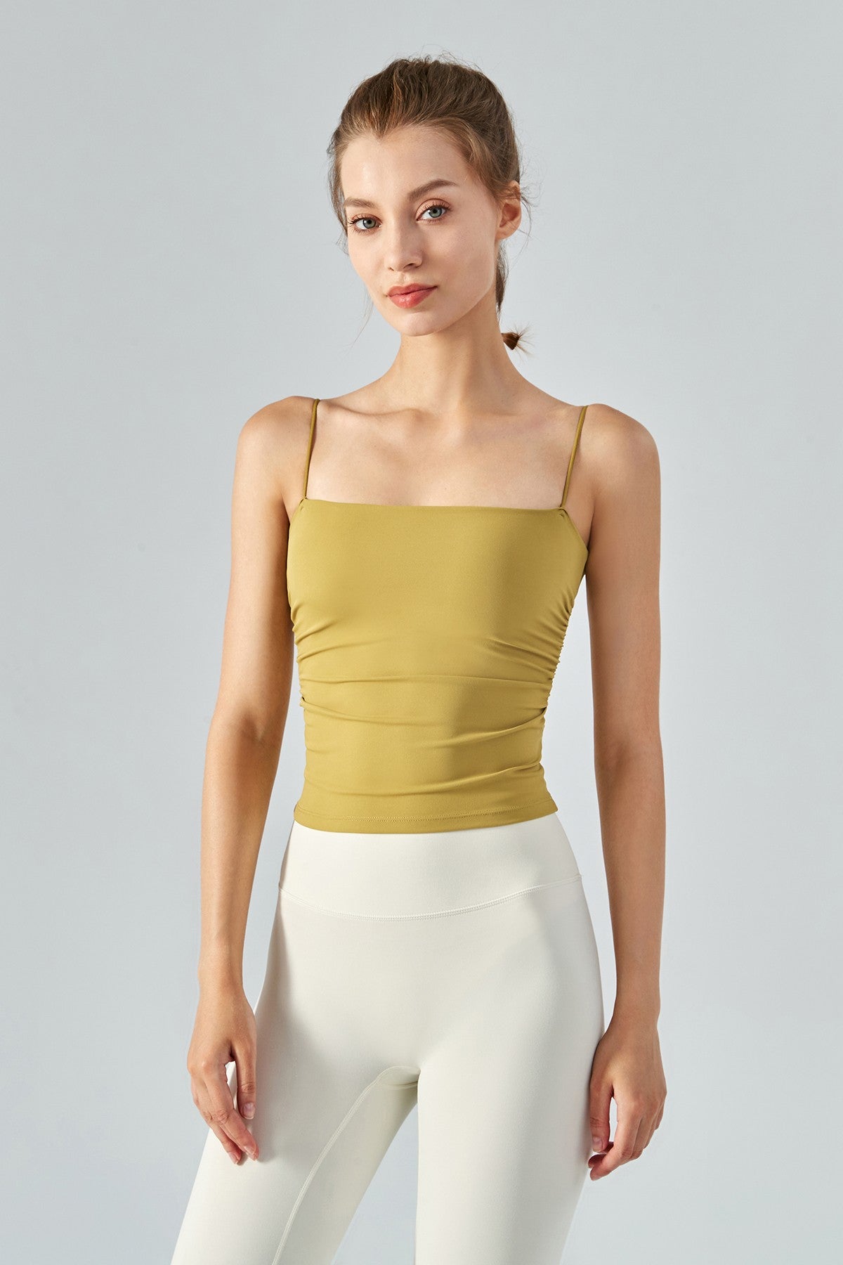 Side Ruched Camisole with Built In Bra by bornfocus