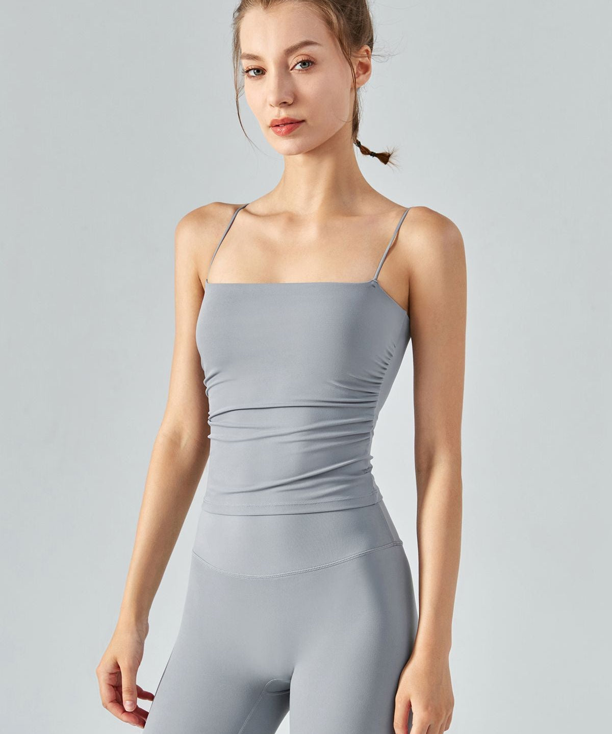 Side Ruched Camisole with Built In Bra by bornfocus