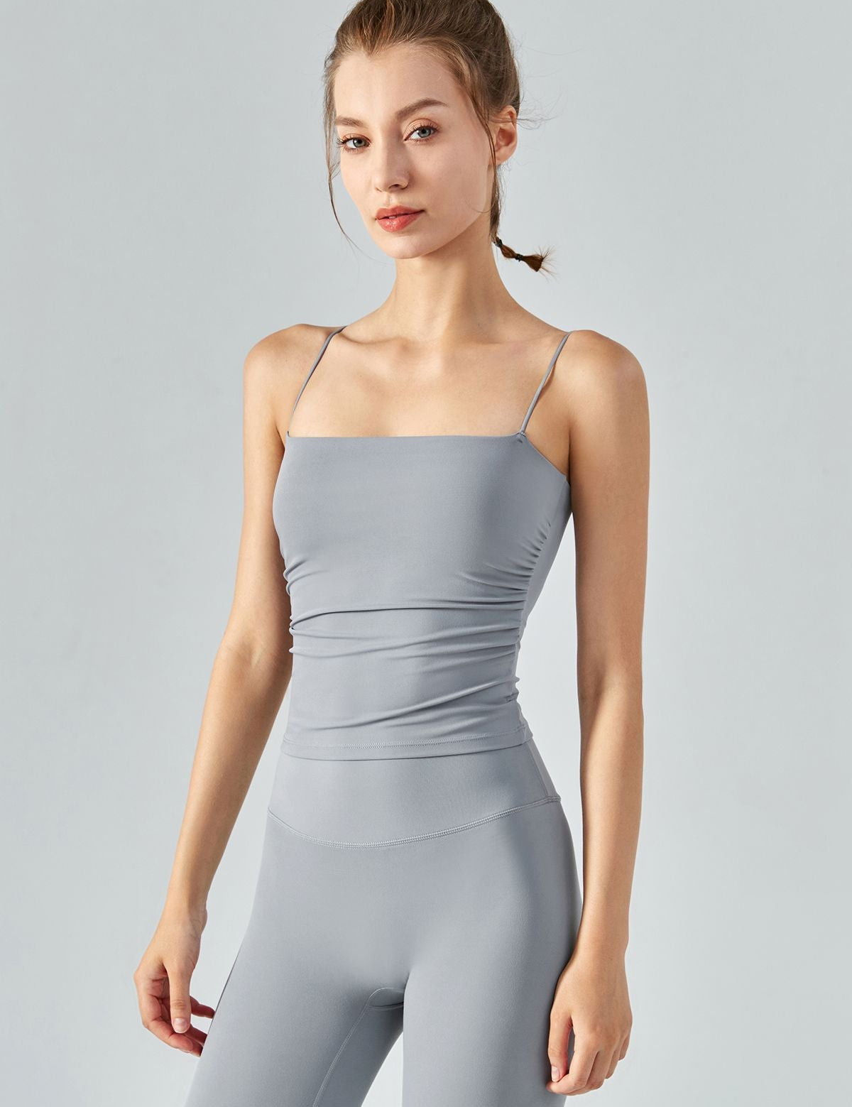 Side Ruched Camisole with Built In Bra by bornfocus