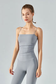 Side Ruched Camisole with Built In Bra by bornfocus