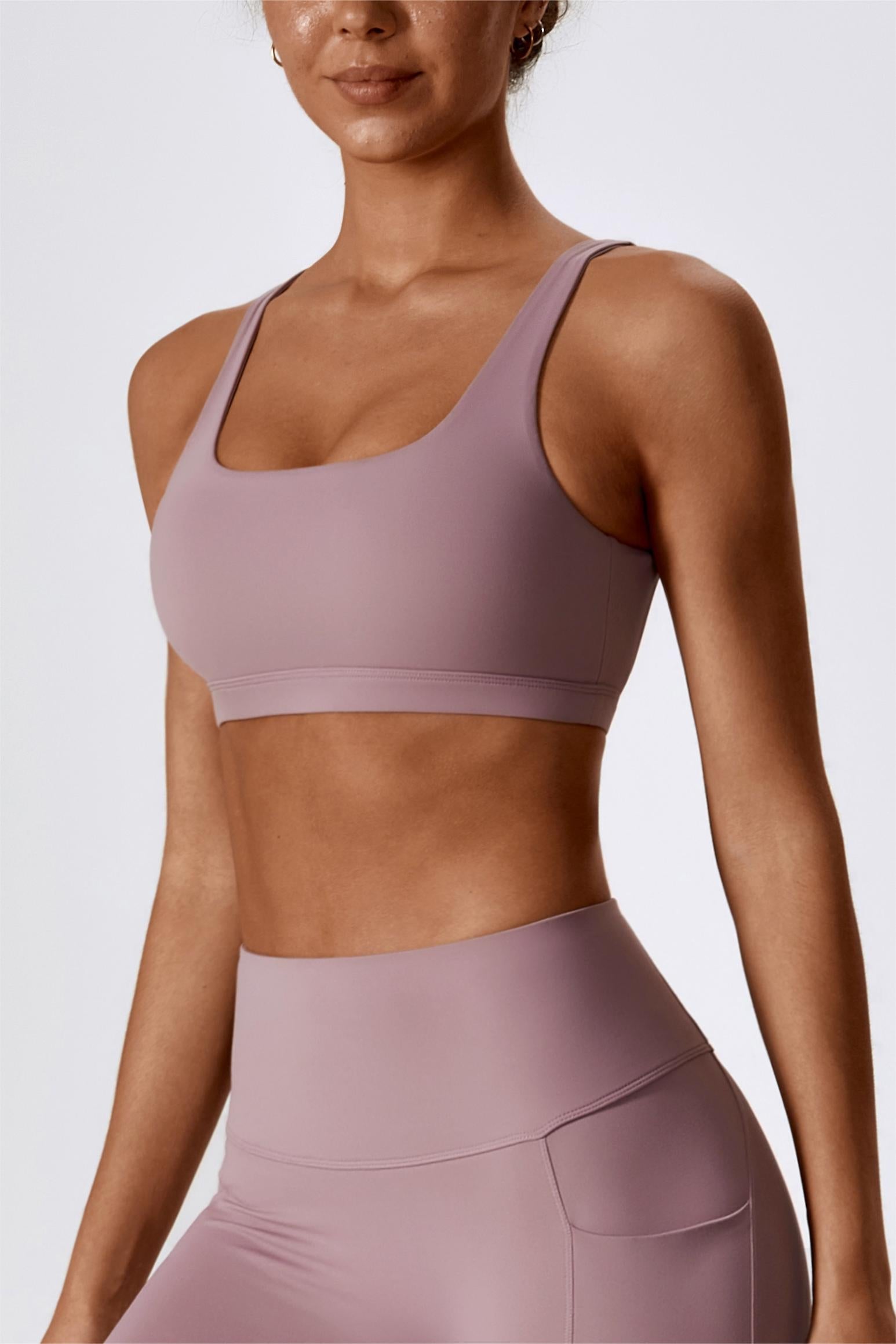 U-Neck Cutout Back Sports Bra by bornfocus