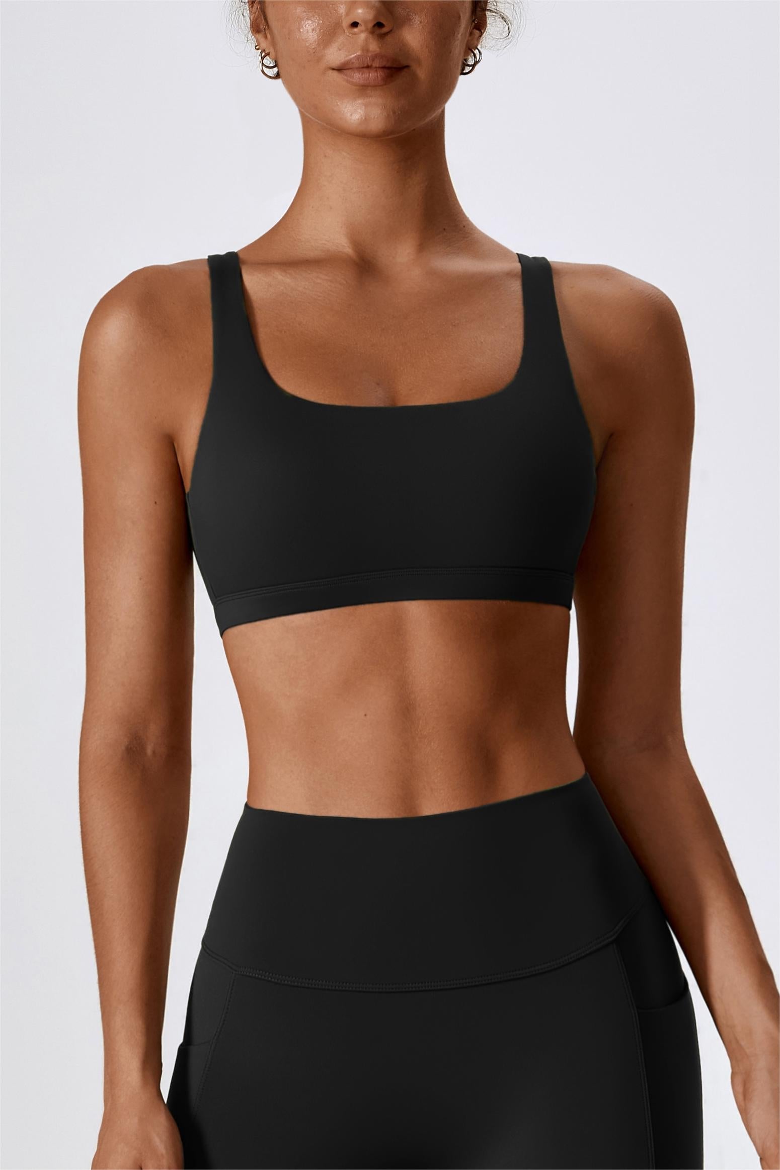 U-Neck Cutout Back Sports Bra by bornfocus