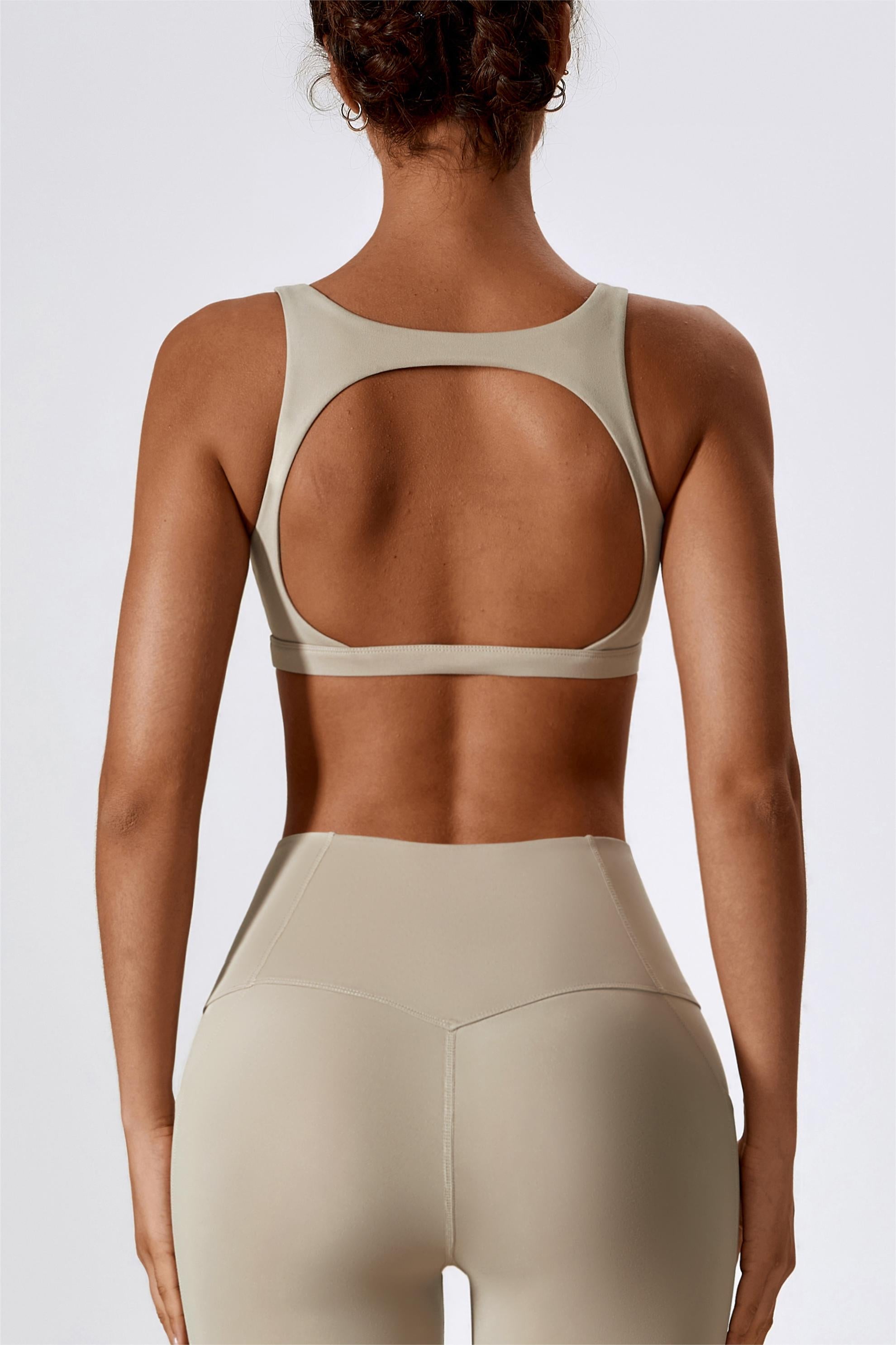 U-Neck Cutout Back Sports Bra by bornfocus