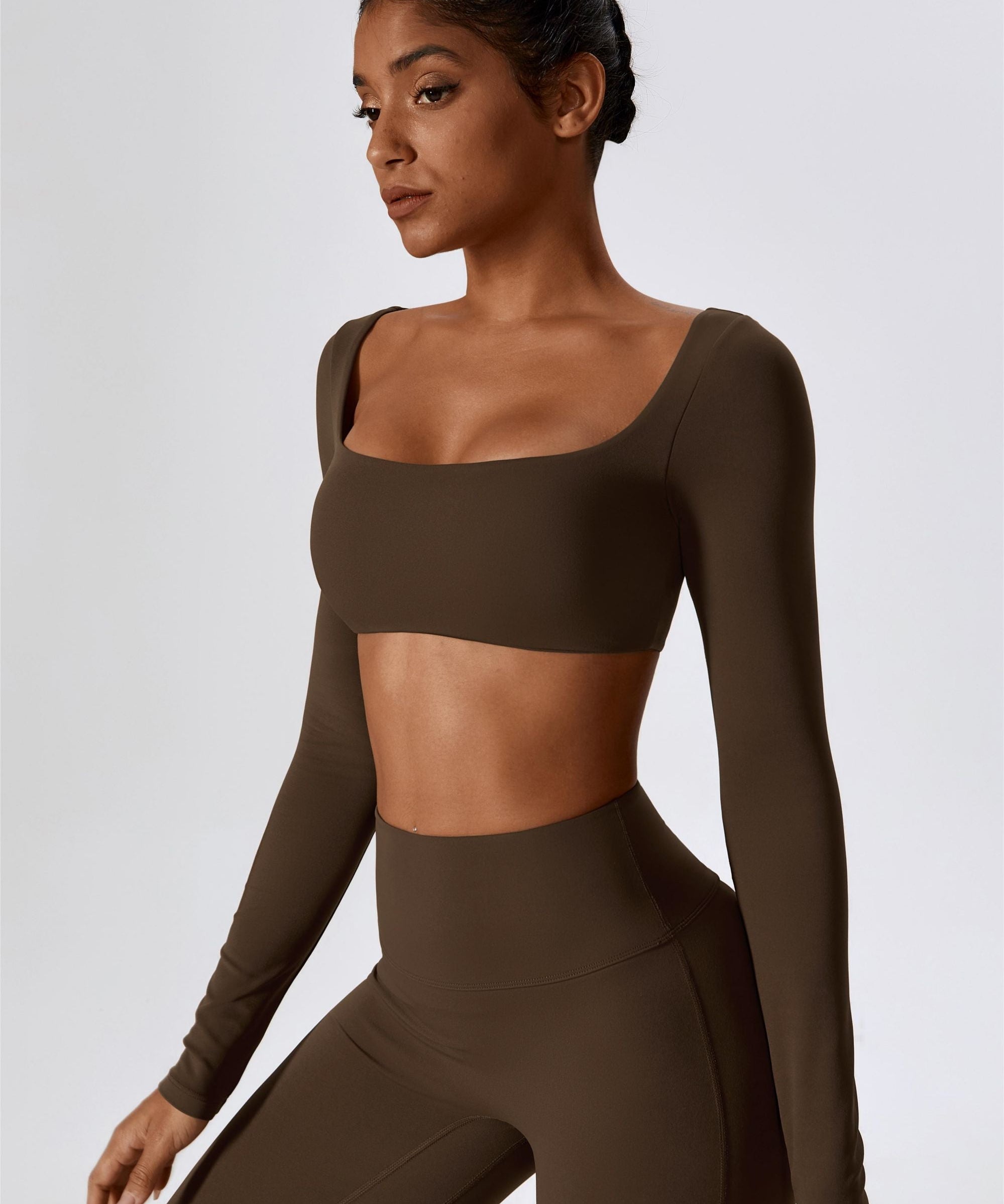 Square-Neck Integrated Bra Crop Top by bornfocus