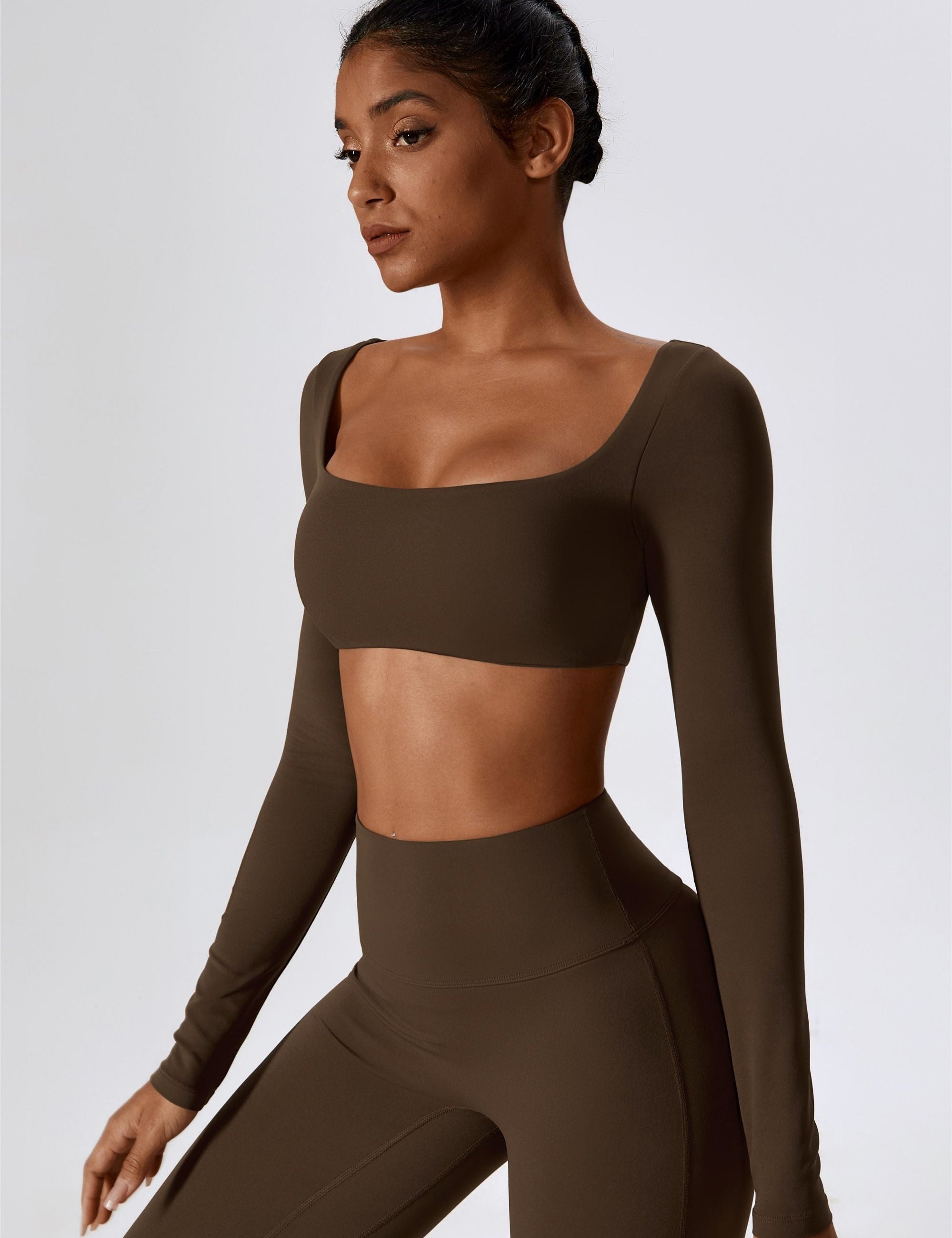 Square-Neck Integrated Bra Crop Top by bornfocus