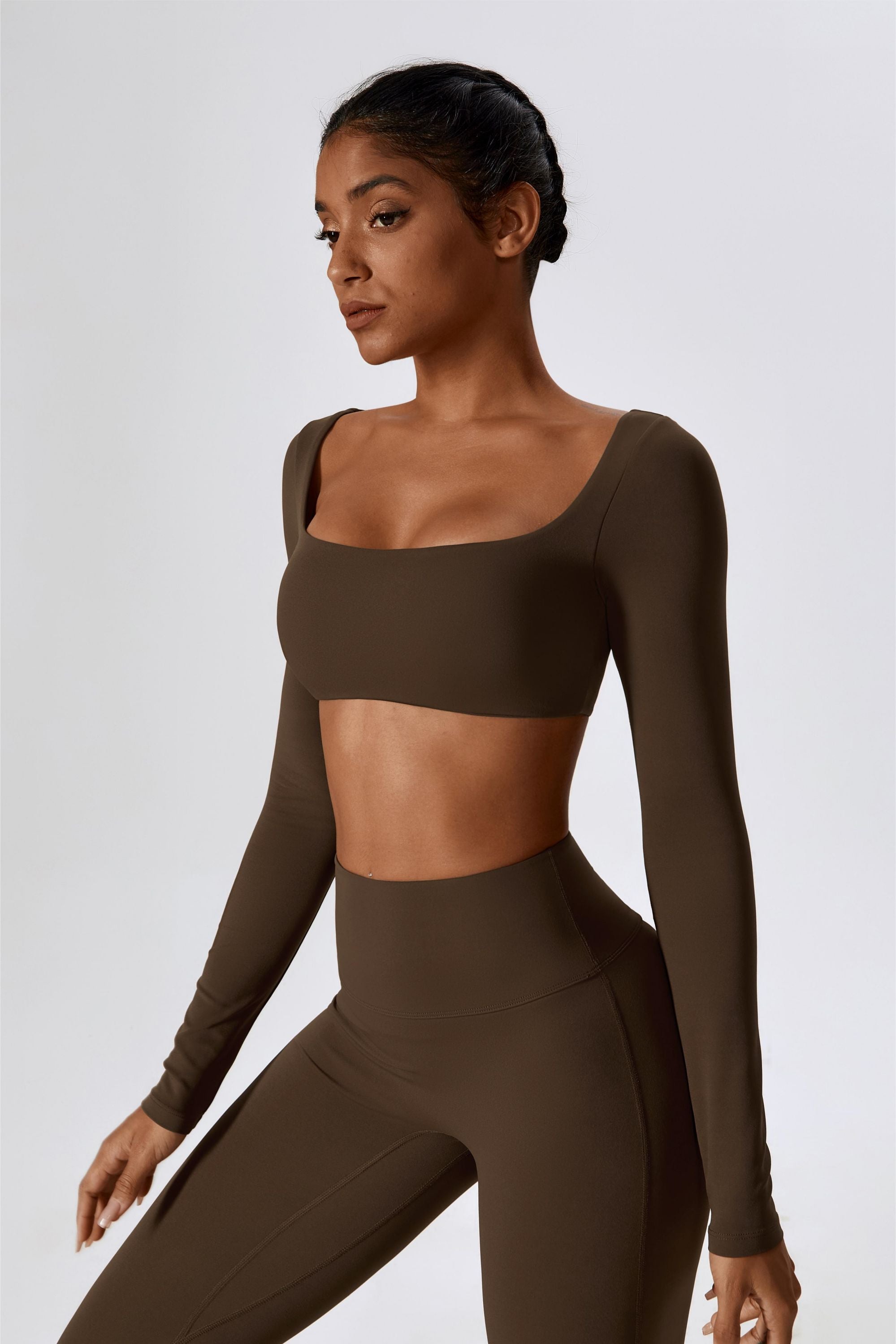 Square-Neck Integrated Bra Crop Top by bornfocus