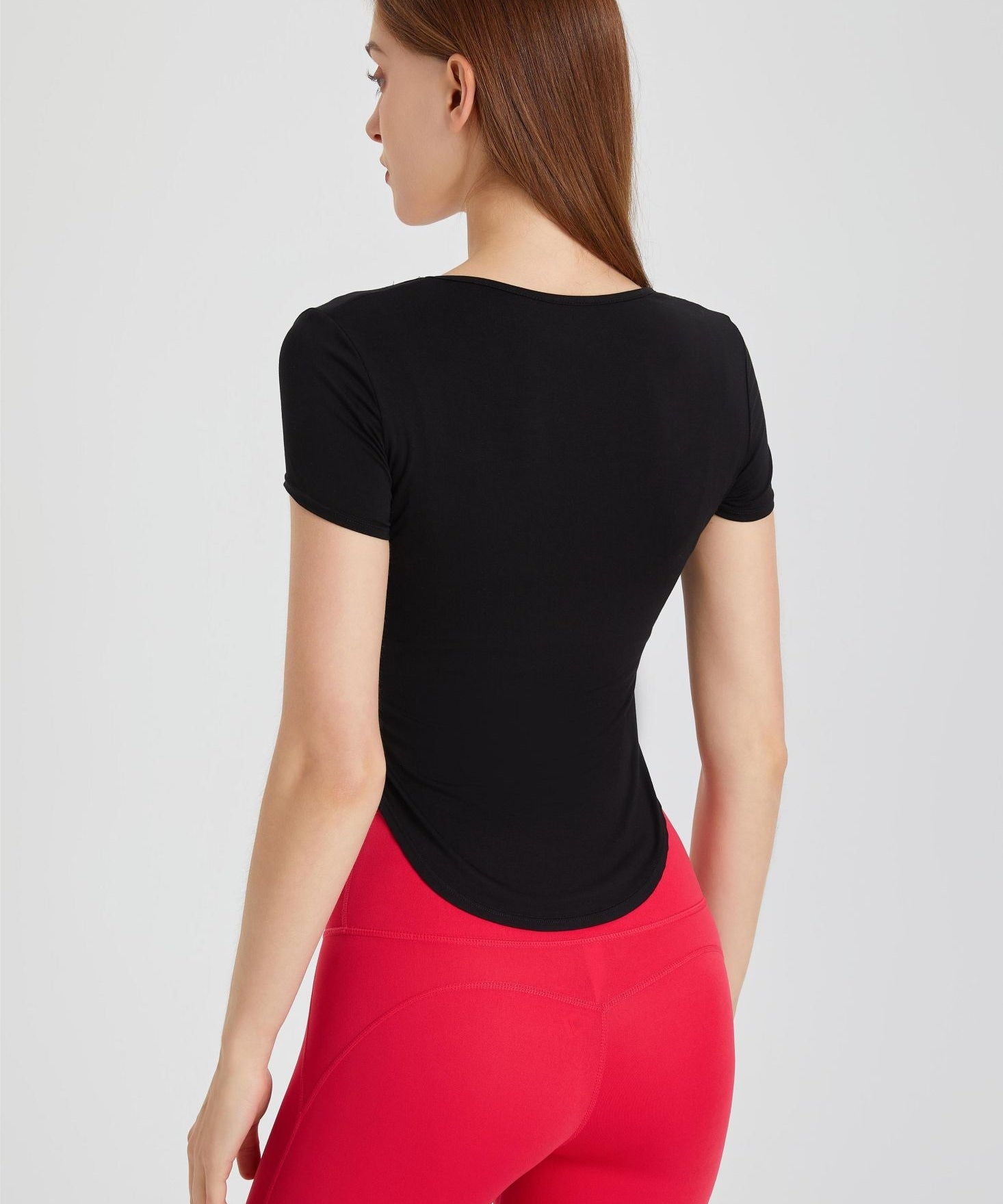 Square Neck Crop Short Sleeve T-Shirt by bornfocus
