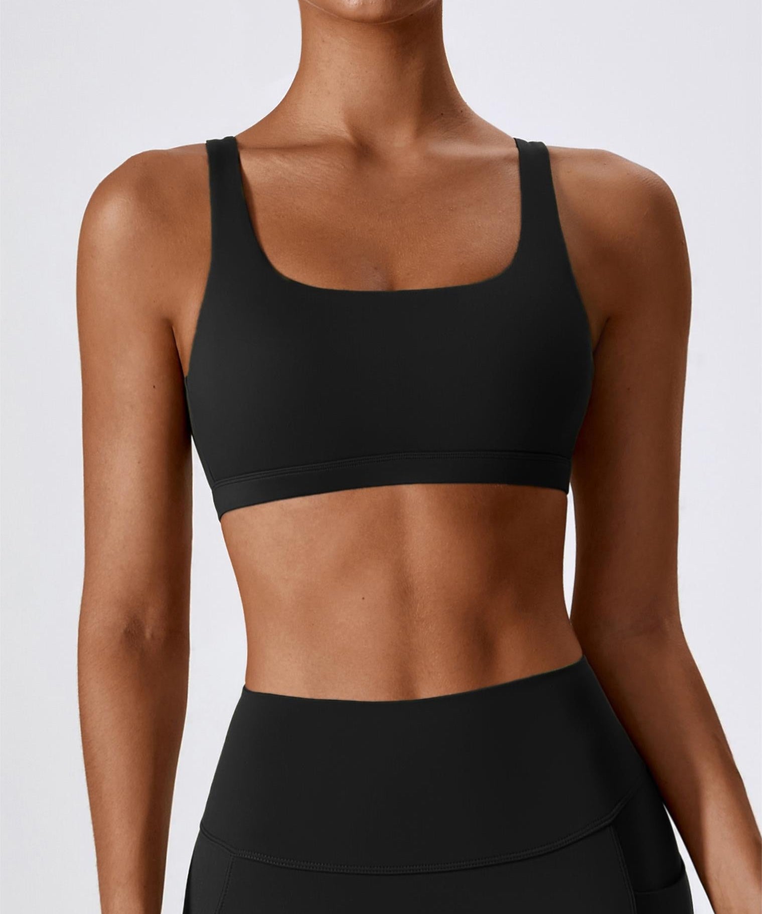 Square-Neck U-Back Sports Bra by bornfocus