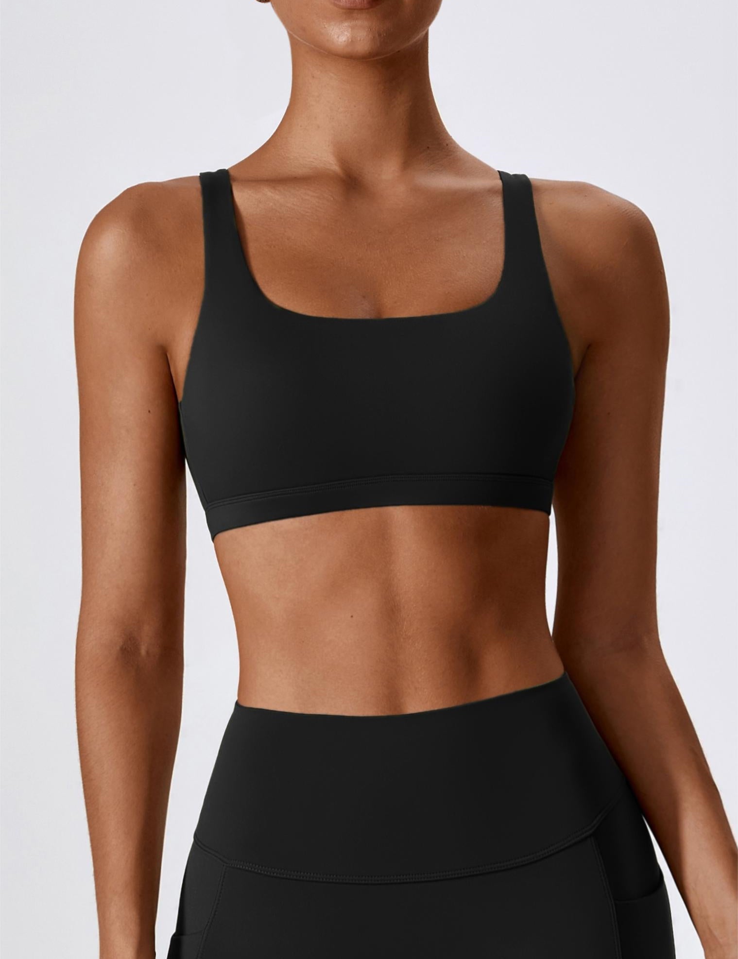 Square-Neck U-Back Sports Bra by bornfocus