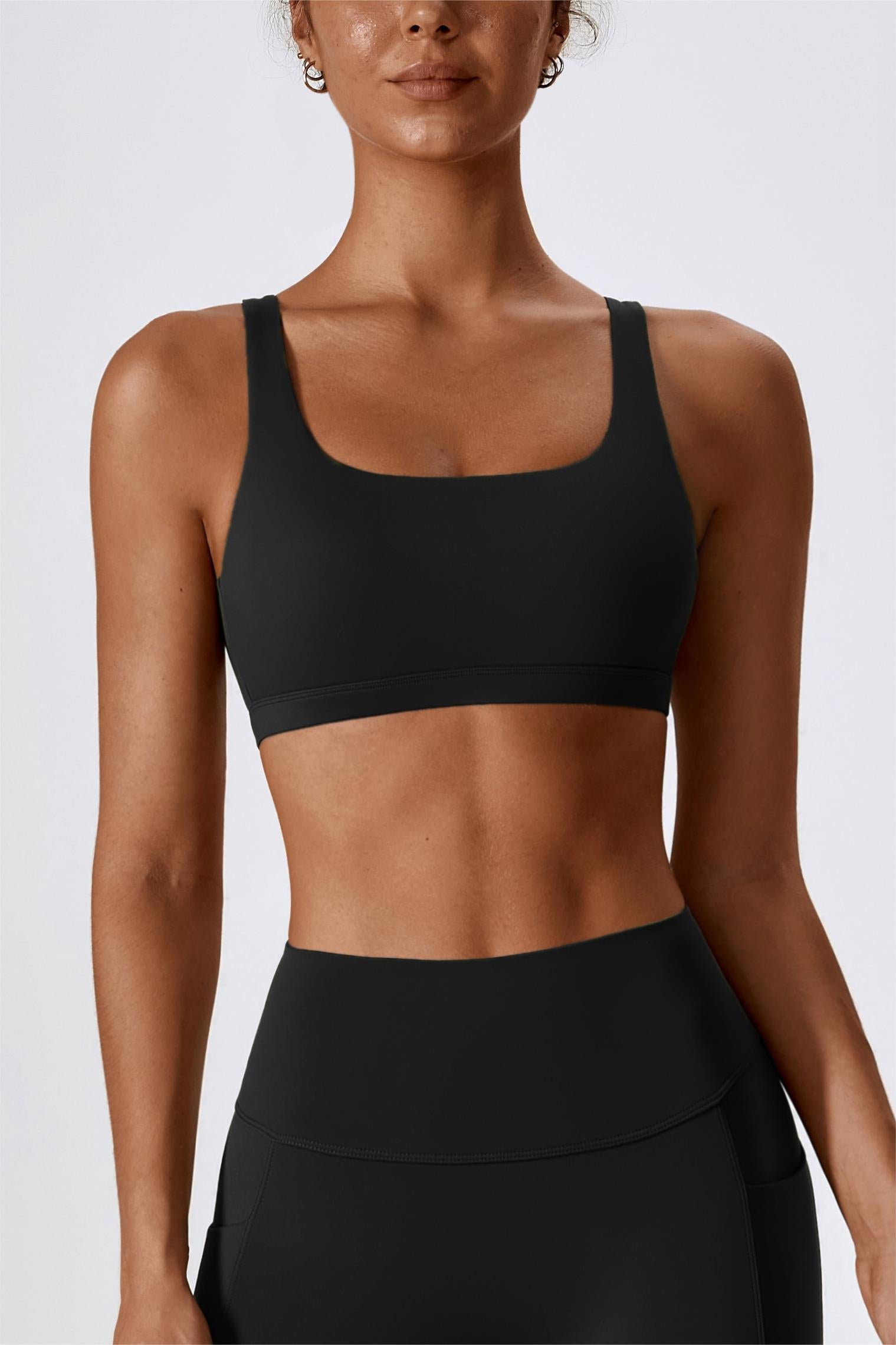 Square-Neck U-Back Sports Bra by bornfocus