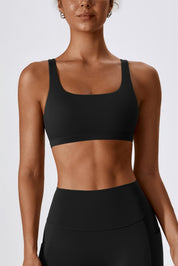 Square-Neck U-Back Sports Bra by bornfocus