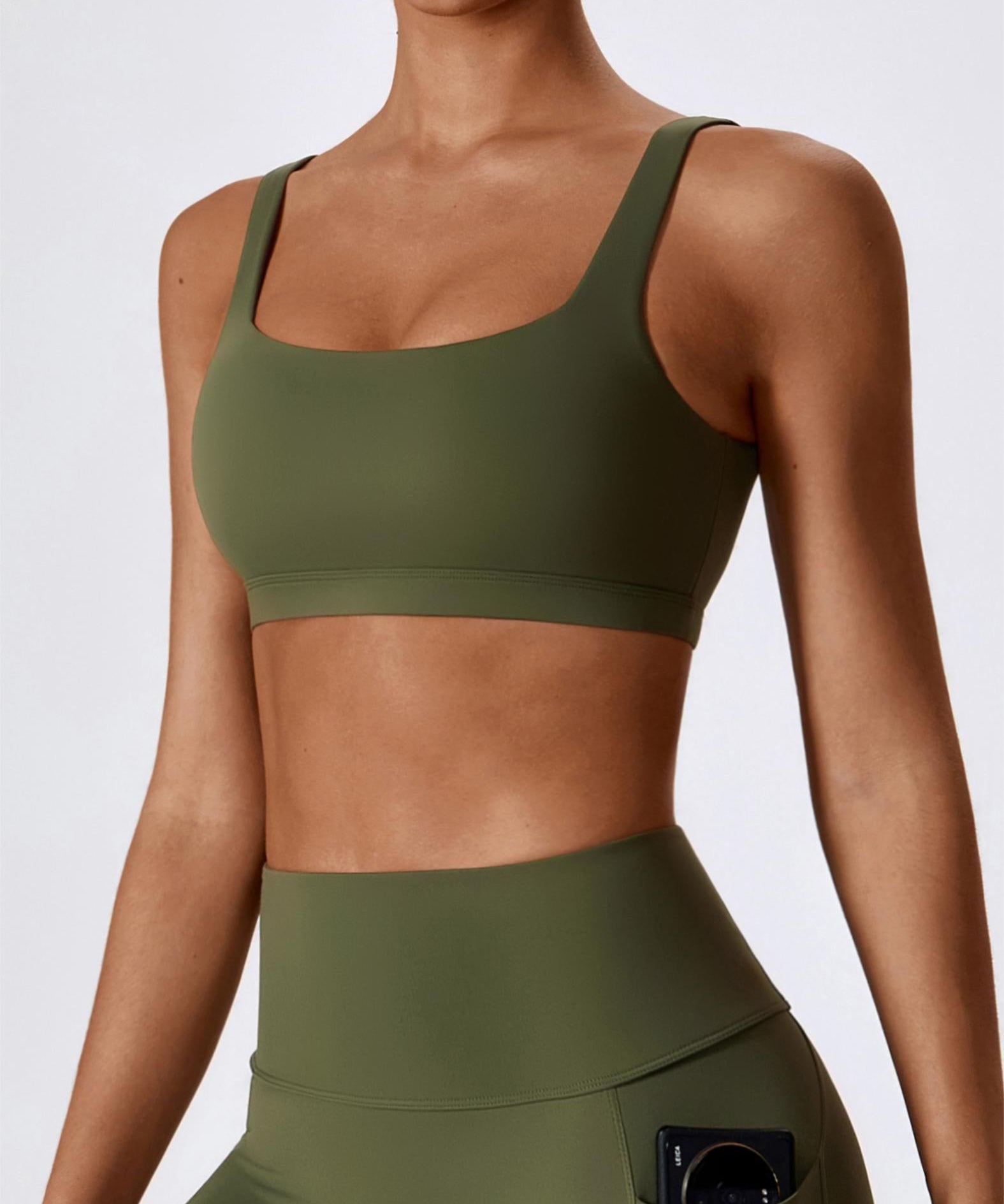 Square-Neck U-Back Sports Bra by bornfocus