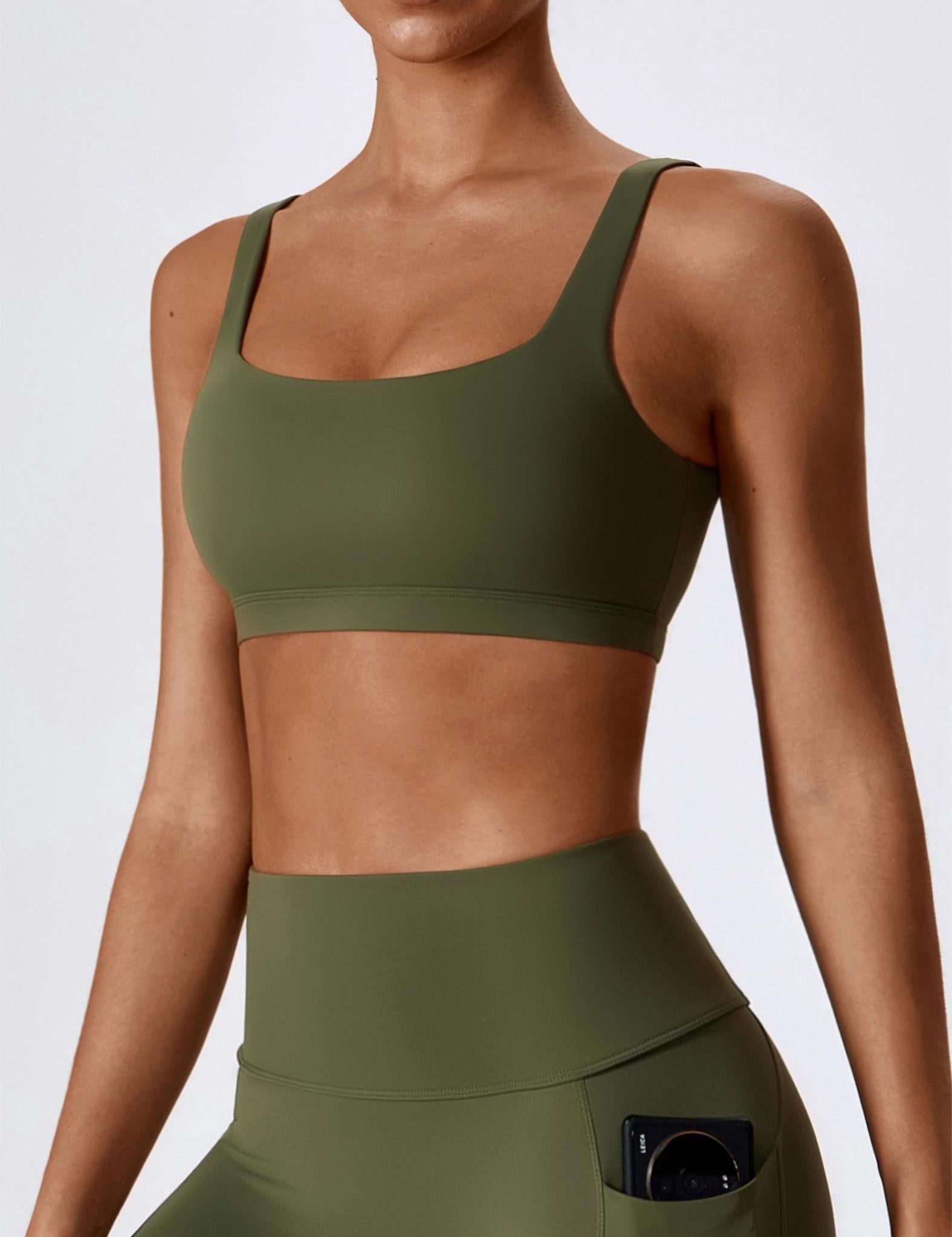 Square-Neck U-Back Sports Bra by bornfocus