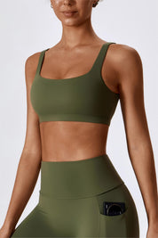 Square-Neck U-Back Sports Bra by bornfocus