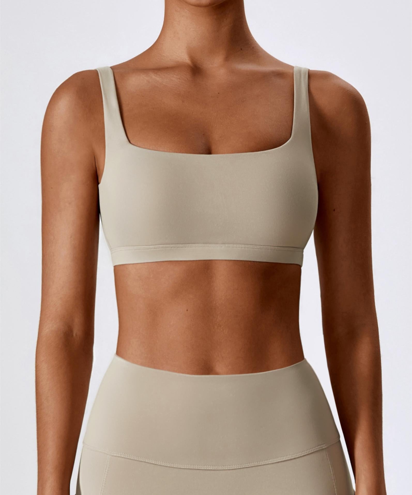 Square-Neck U-Back Sports Bra by bornfocus