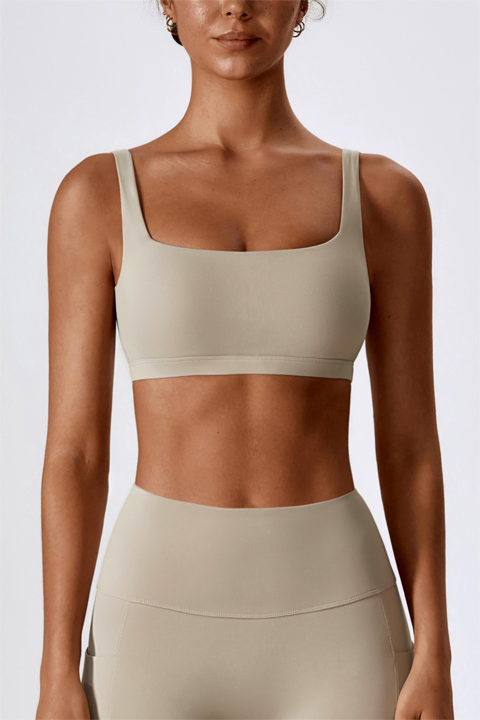 Square-Neck U-Back Sports Bra by bornfocus