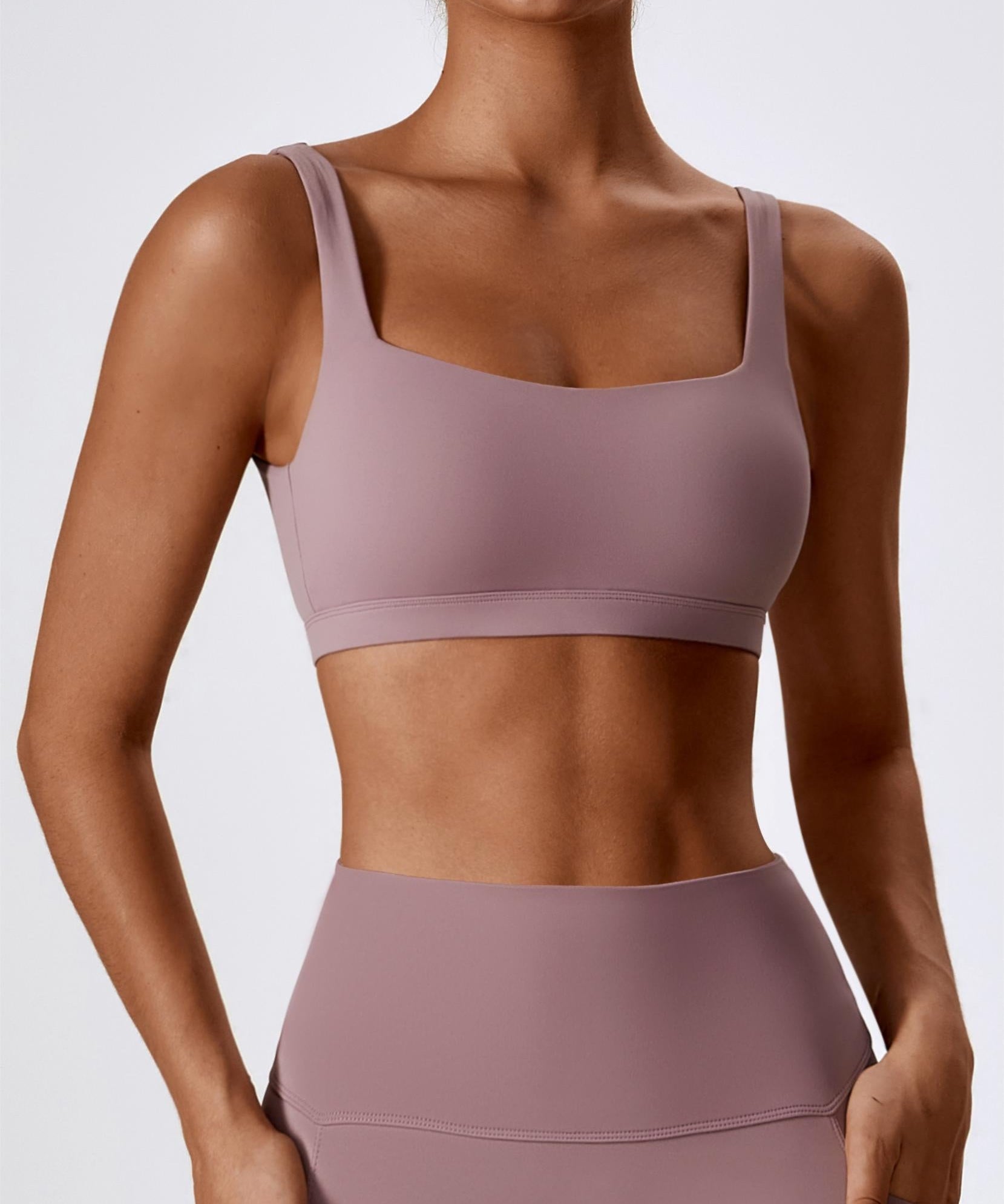 Square-Neck U-Back Sports Bra by bornfocus