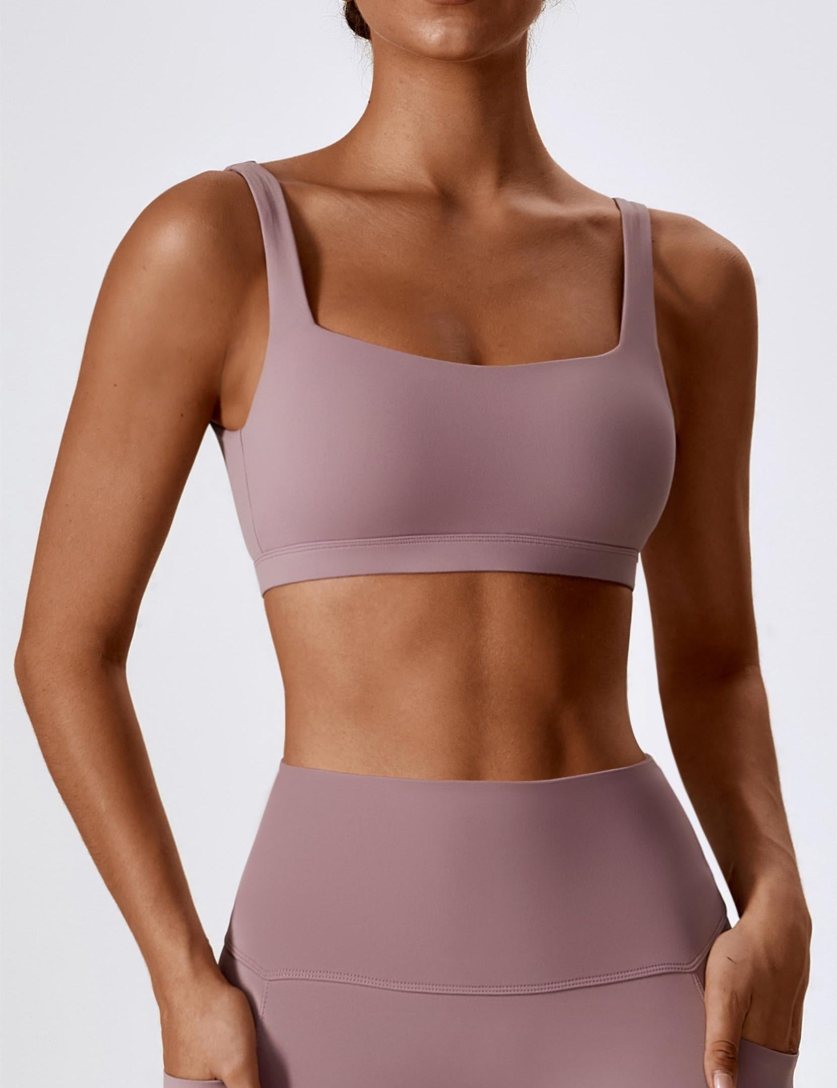 Square-Neck U-Back Sports Bra by bornfocus