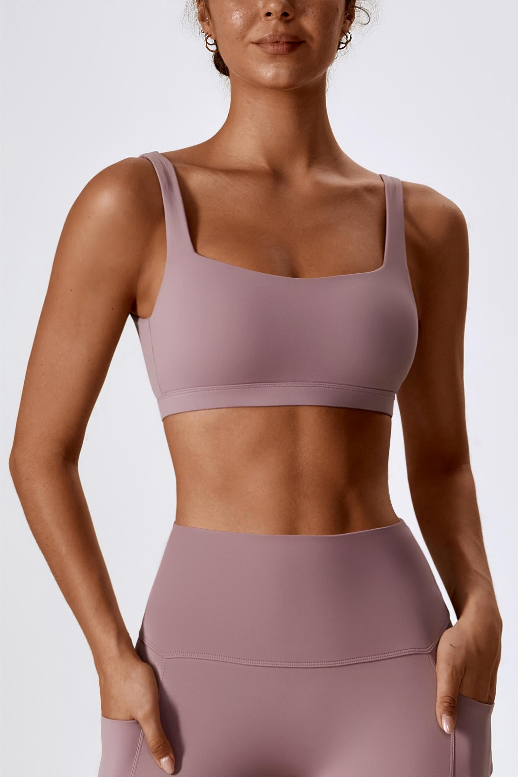 Square-Neck U-Back Sports Bra by bornfocus