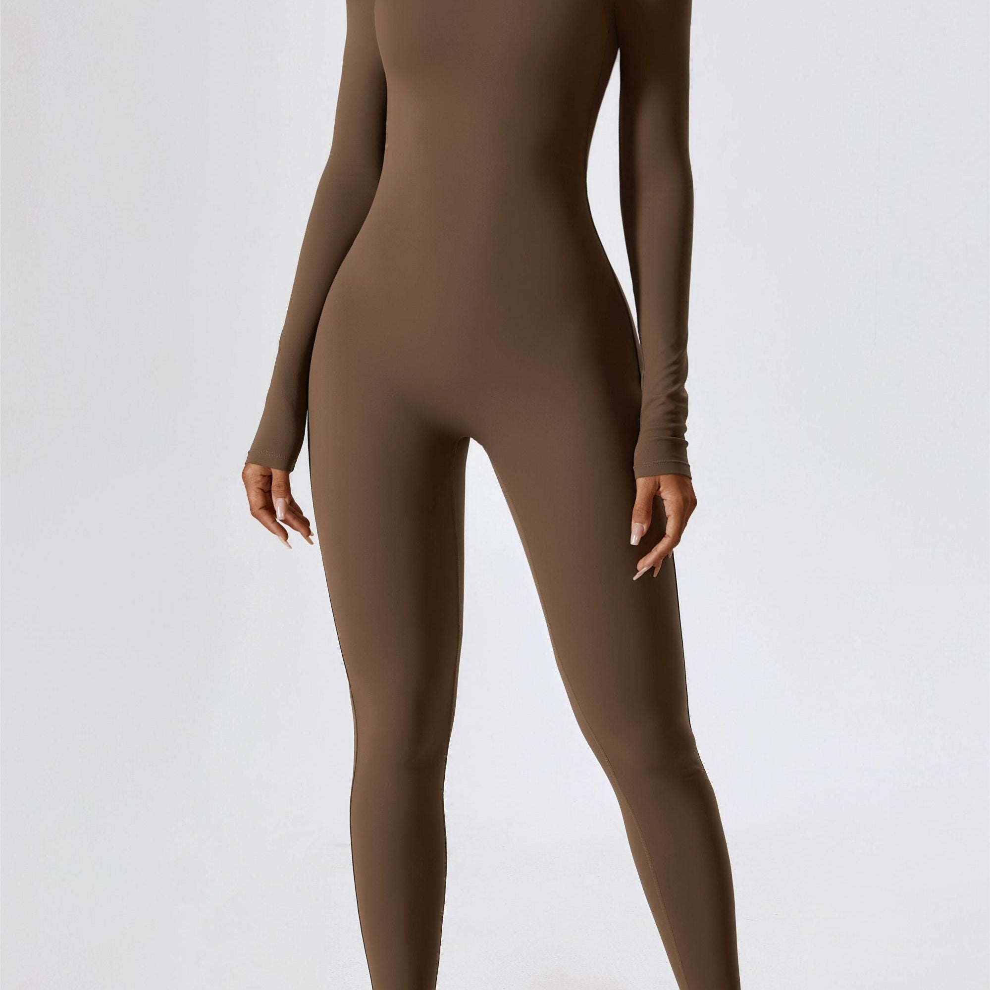 Square Neckline Long Sleeve Jumpsuit by bornfocus