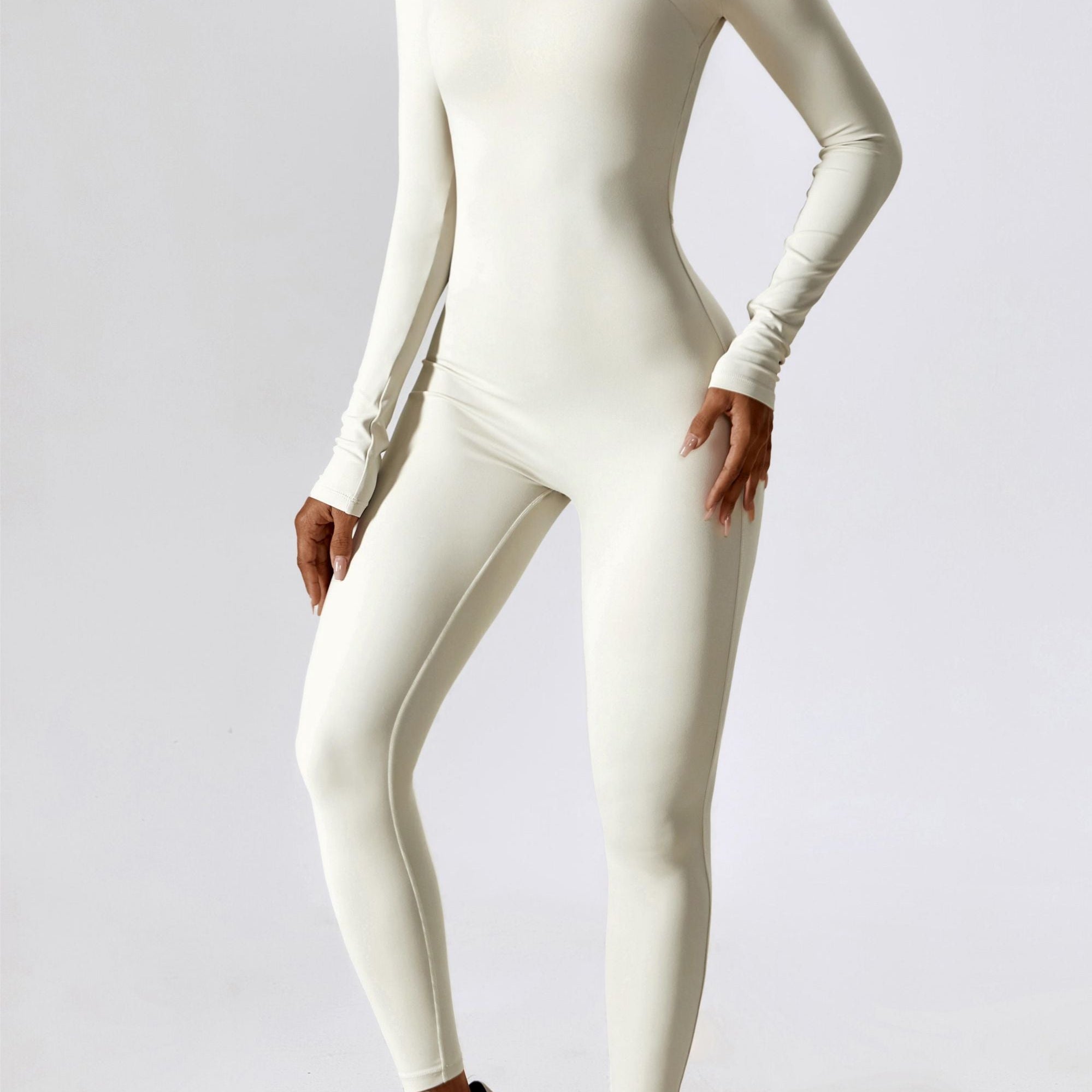 Square Neckline Long Sleeve Jumpsuit by bornfocus