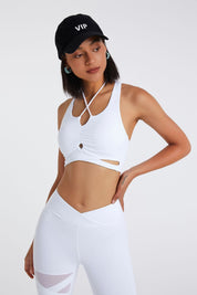 Strappy Halter Neck Crossover Sports Bra by bornfocus