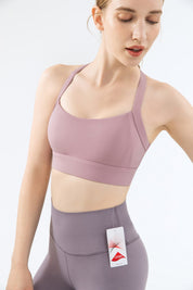 Strappy Back Cutout Sports Bra by bornfocus