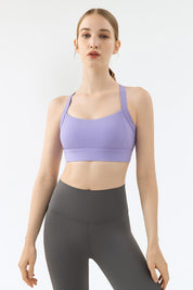 Strappy Back Cutout Sports Bra by bornfocus