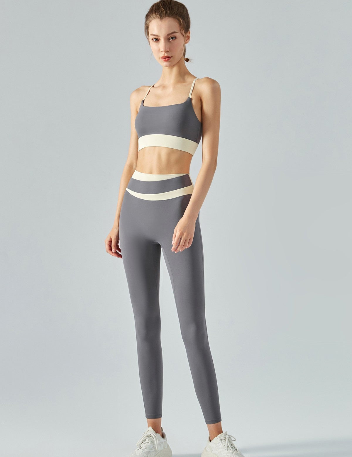 Colorblock Strappy Bra & Leggings Activewear Set by bornfocus