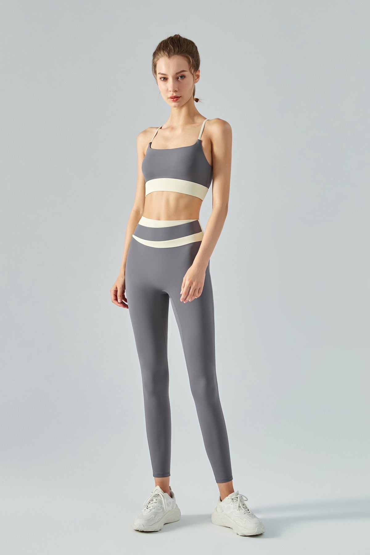 Colorblock Strappy Bra & Leggings Activewear Set by bornfocus