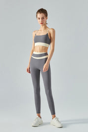 Colorblock Strappy Bra & Leggings Activewear Set by bornfocus