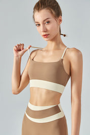 Colorblock Strappy Bra & Leggings Activewear Set by bornfocus