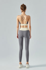 Colorblock Strappy Bra & Leggings Activewear Set by bornfocus