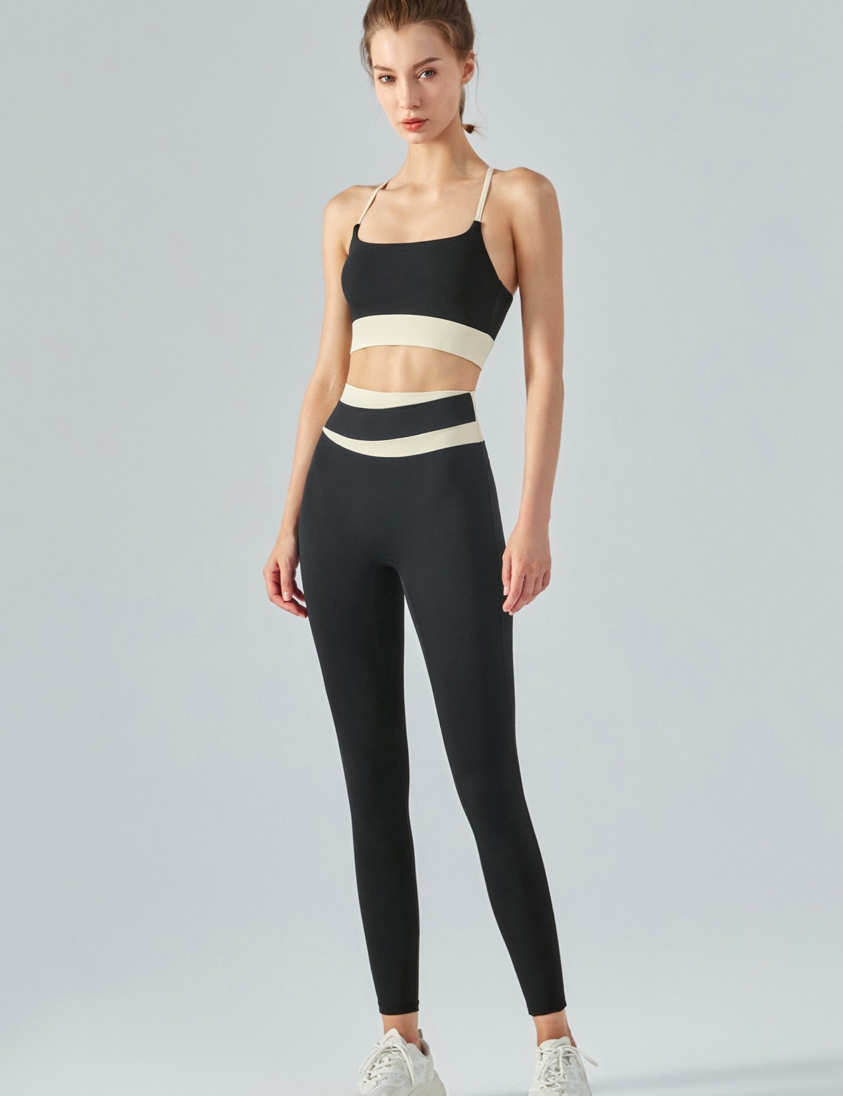 Colorblock Strappy Bra & Leggings Activewear Set by bornfocus