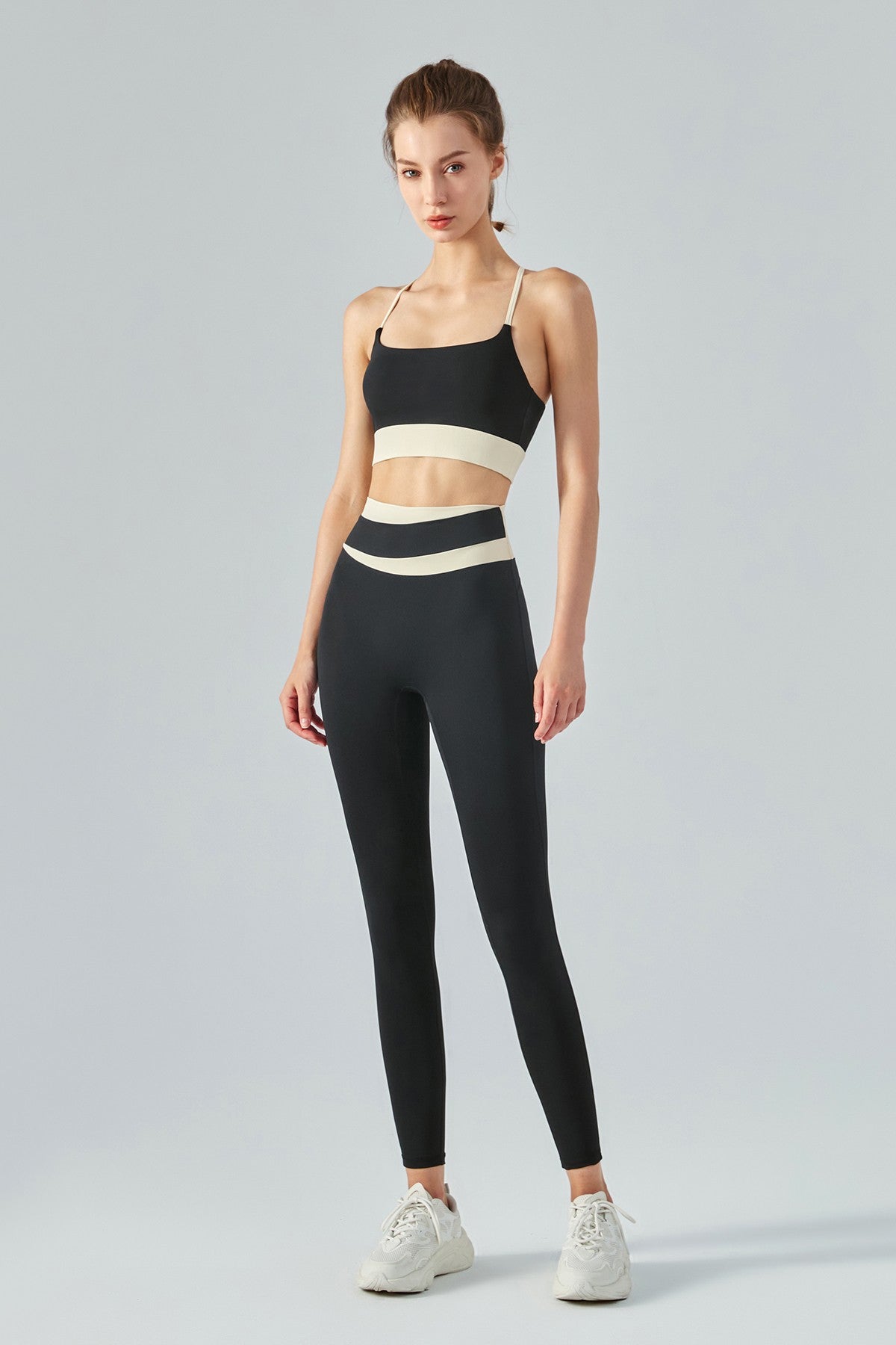 Colorblock Strappy Bra & Leggings Activewear Set by bornfocus